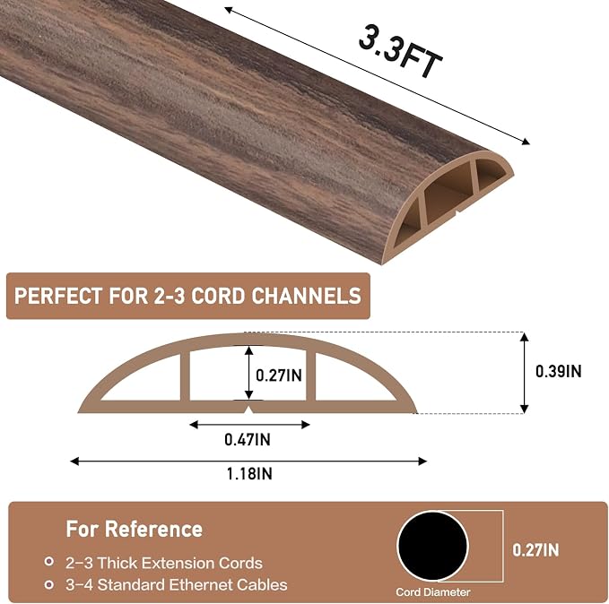 Floor Cord Cover Self Adhesive Cord Hider Floor Extension Cord Covers - Image 2