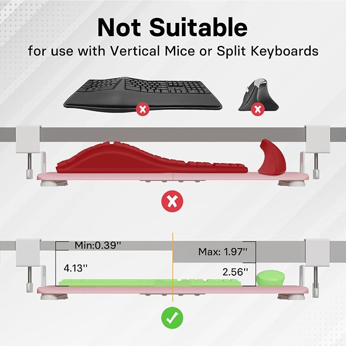 BONTEC KMT01-PJ Under Desk Keyboard Tray, Pull-Out Keyboard & Mouse Platform - Image 6
