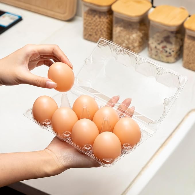 Zubebe 200 Pieces Clear Egg Cartons Plastic Egg Cartons Bulk Empty Chicken Egg - Image 2