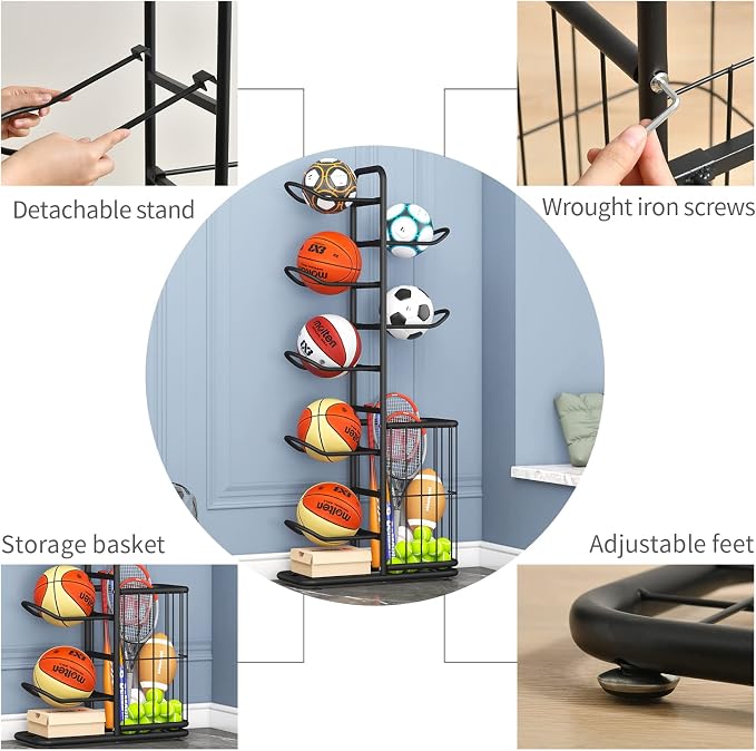 7-Ball Sports Equipment Storage Rack - Image 4