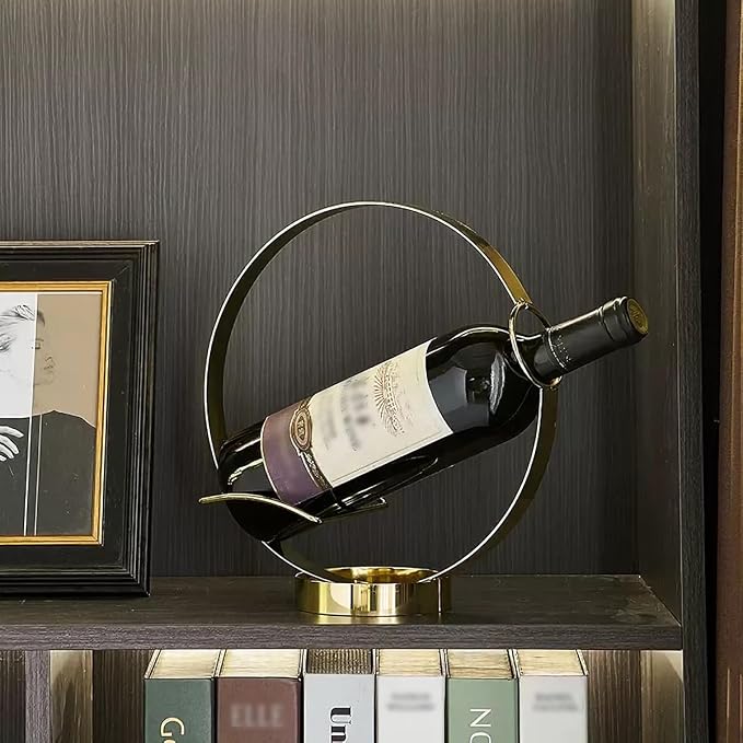 GeLive Gold Wine Bottle Holder Single Bottle Display Stand Freestanding Wine - Image 2