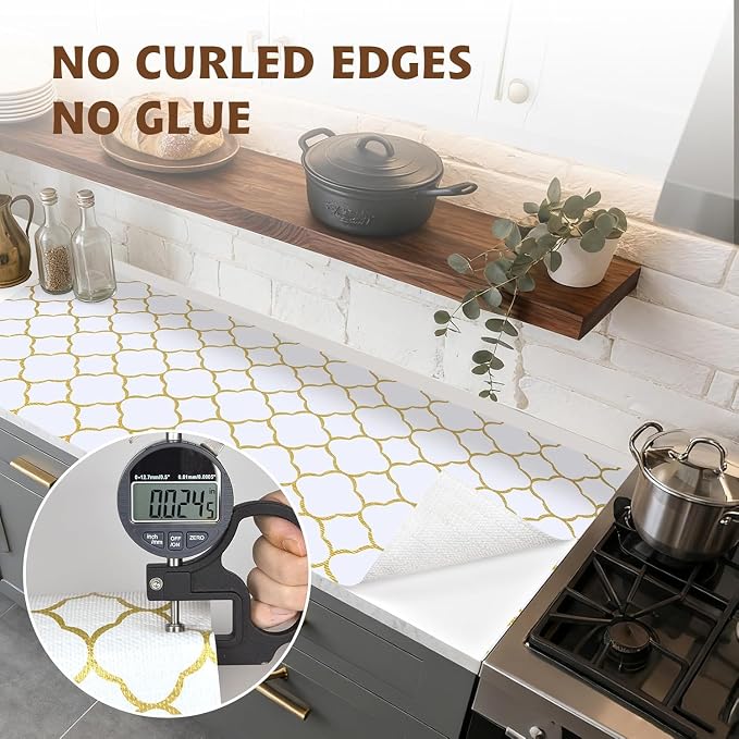 Shelf Liners for Kitchen Cabinets 23in x 20FT Non Adhesive Drawer Liner Gold - Image 4