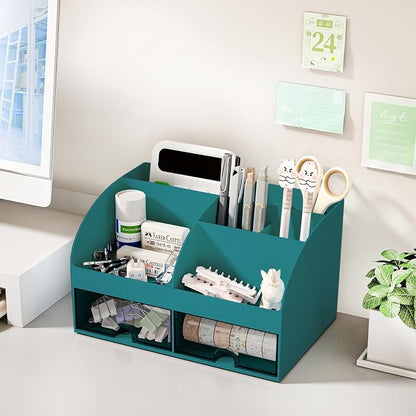 COMFYROOM Desk Organizer with 6 Compartments and 2 Drawers, Plastic Makeup - Image 2