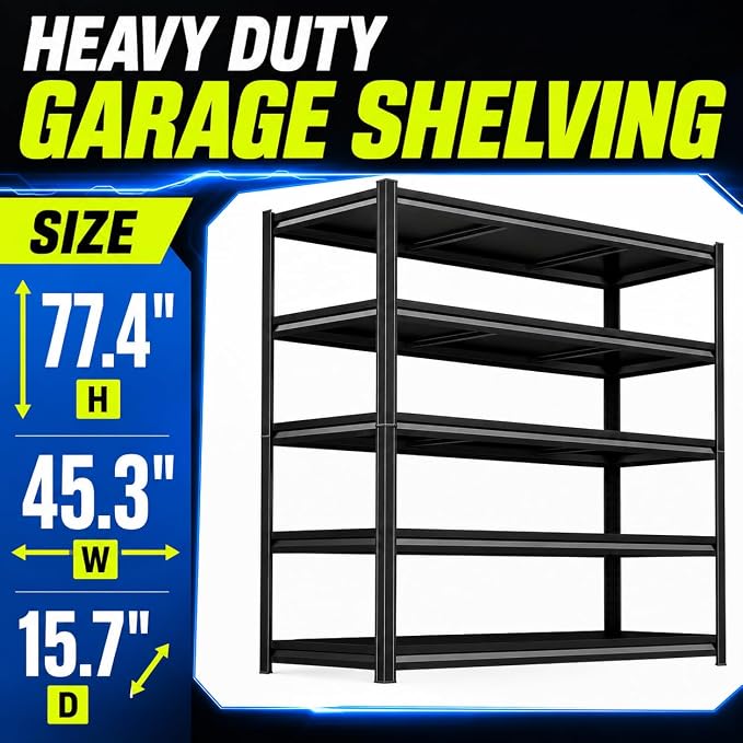 Heavy Duty Garage Shelving, 3000lbs Capacity All-Steel Storage Rack - Image 2