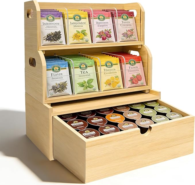 3-Layer Stackable Bamboo Tea Bag Organizer - Image 8