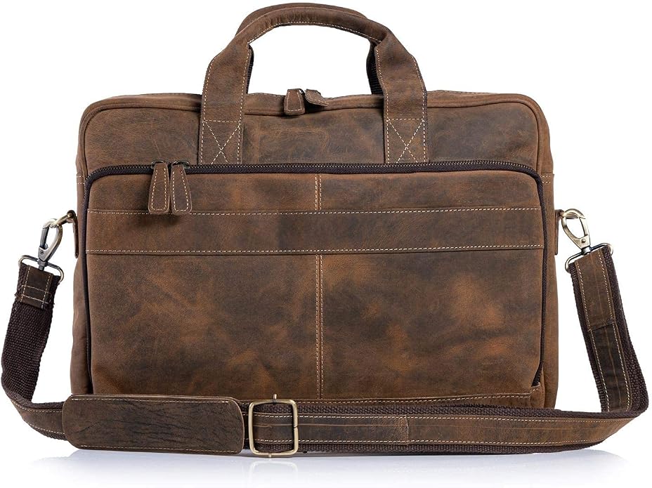 KomalC 16 Inch Leather briefcases Laptop Messenger Bags - Image 2