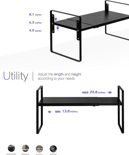Nxconsu Cabinet Shelf Expandable Height Adjustable Organizer Riser - Image 4