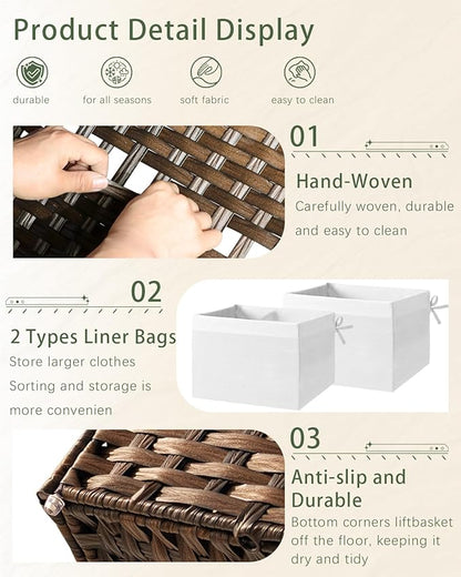 SETVSON Storage Basket with Lid Wicker Baskets - Image 3