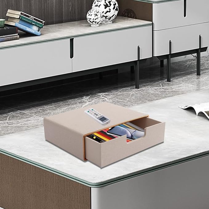 Stackable Drawer Organizer PU Leather Classic Handmade, Organize Home Office - Image 2