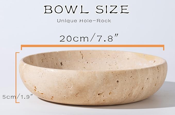 Natural Travertine Decorative Bowl 7.8", Handmade Stone Catchall Bowl - Image 2