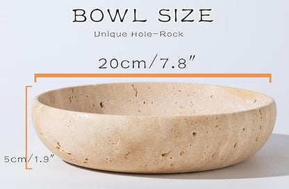 Natural Travertine Decorative Bowl 7.8", Handmade Stone Catchall Bowl - Image 2