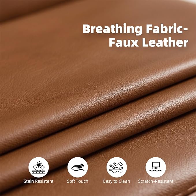 2-Pack Faux Leather Accent Sofas, Slanted Shawl Armchairs - Image 4