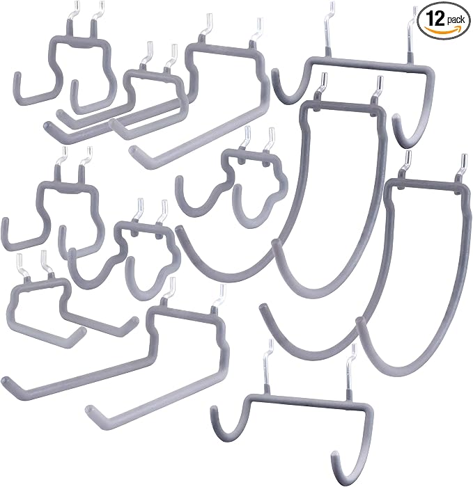 KINOMI 12 Pack Pegboard Hooks Heavy Duty Tool Hooks Pegboard Drill Holder Power by KINOMI