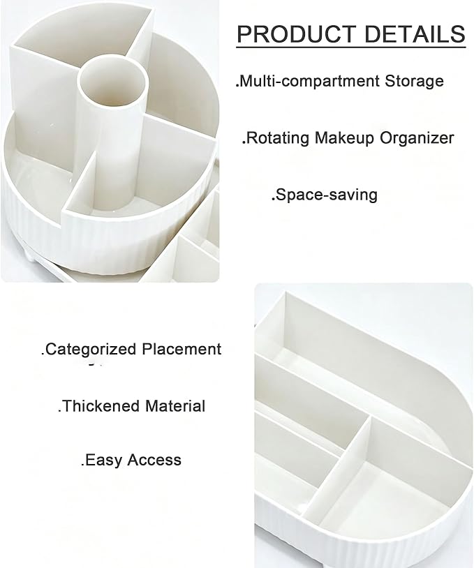360 Rotating Makeup Organizer for Vanity Large Capacity Cosmetic Organizers - Image 3