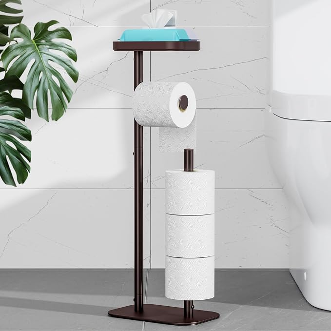 Kitsure Toilet Paper Holder Free Standing – Rustproof Metal Toilet Paper Stand by Kitsure