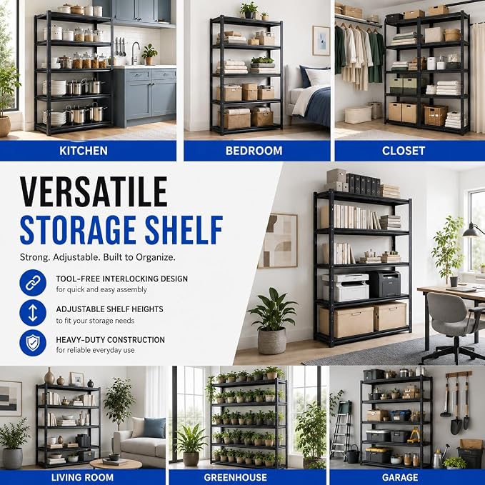 4-Tier Heavy Duty Metal Bookshelf, 2000LBS Adjustable Industrial Bookcase - Image 8