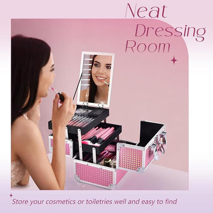 Joligrace Makeup Train Case Makeup Case Organizer Portable Cosmetic Box Storage - Image 6