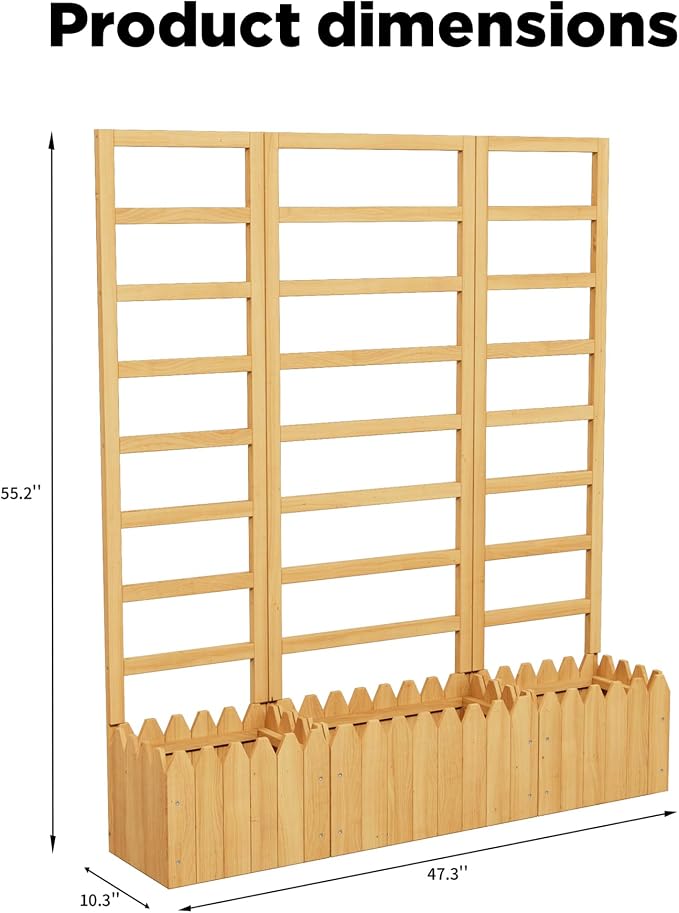 3 Panels Privacy Screen with Planter Box Outdoor, Vertical Raised Garden Bed - Image 3