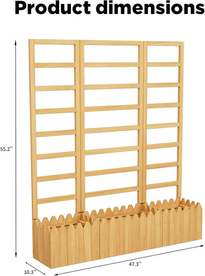 3 Panels Privacy Screen with Planter Box Outdoor, Vertical Raised Garden Bed - Image 3