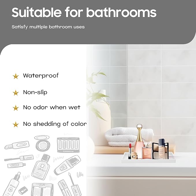 Vanity and Bathroom Tray, 7.7" ABS Countertop Organizer, Waterproof Vanity Tray - Image 2