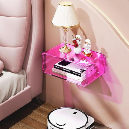 Acrylic Floating Nightstand, Bedside Table, Nightstand Shelf Wall Mounted - Image 4