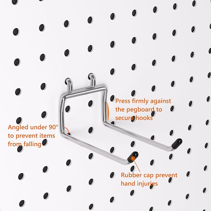 FRIMOONY Heavy Duty Pegboard Hooks 30 Pack, 4 Inch Long, Fitting 1/4 Inch - Image 4