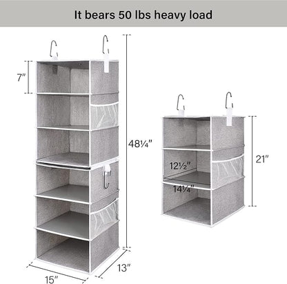 StorageWorks 6-Shelf Jumbo Closet Organizers, Two 3-Shelf Separable Hanging - Image 3