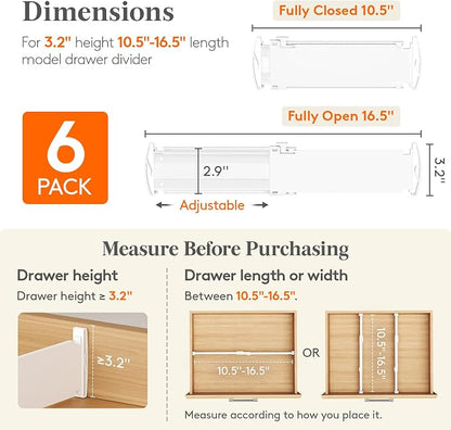 Lifewit Drawer Dividers for Clothes, 3.2" High 10.5"-16.5" Expandable Dresser - Image 2