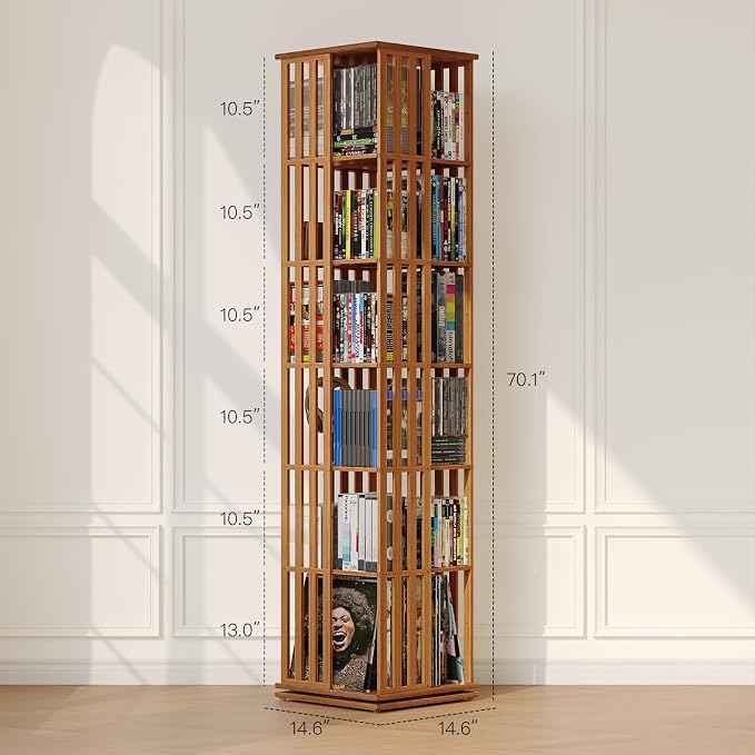 XIMN 360° Rotating Bamboo CD/DVD Shelf - Image 3
