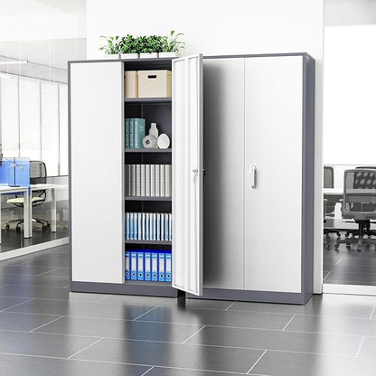 INTERGREAT Metal Storage Cabinet Doors, Tall Lockable Steel Cabinets - Image 6