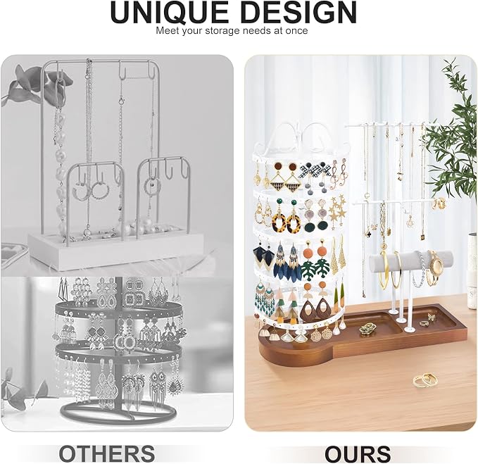 Jewelry Organizer Stand, Metal Rotating Earring Holder Organizer - Image 4