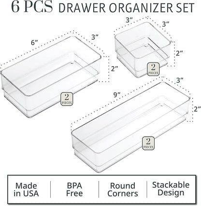 STORi SimpleSort Drawer Organizer Bins 6 pc Set, Bathroom Organizers and Storage - Image 2