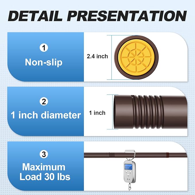 CorkLatta Bronze Shower Curtain Rod 31 to 80 Inch, 1 Inch Diameter Adjustable - Image 3