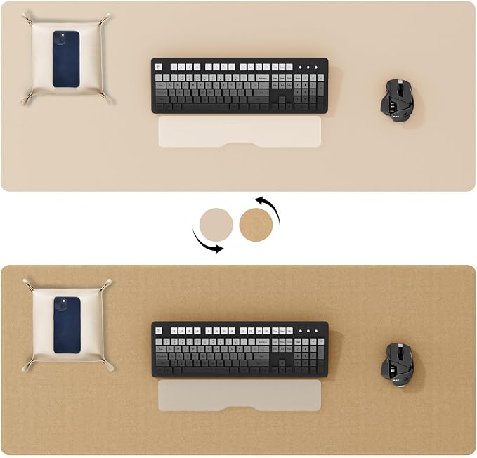 DAWNTREES Dual Sided Desk Mat, Leather Desk Pad, Cork Desk Mat Protector - Image 2