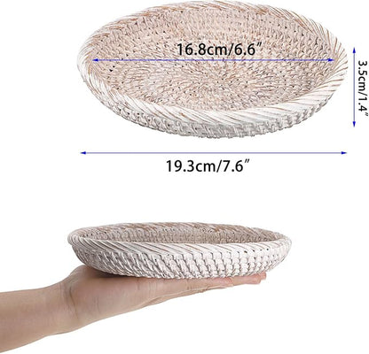 Hipiwe Small Key Basket Bowl for Entryway 7.6" Round Woven Wicker Basket Fruit - Image 5