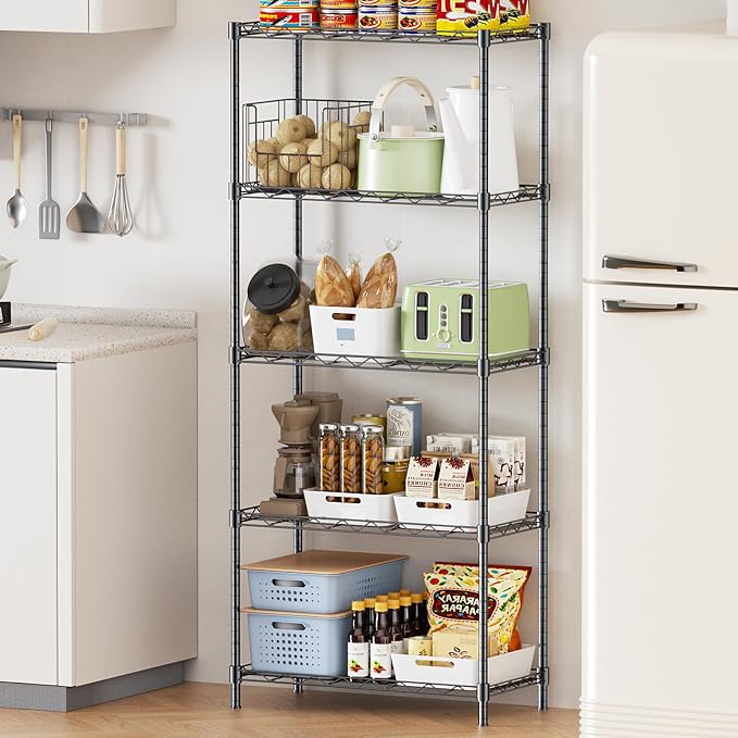 Storage Shelves, 21.3" W x 11.8" D x 58.5" H Kitchen Wire Shelving Unit Loads - Image 2