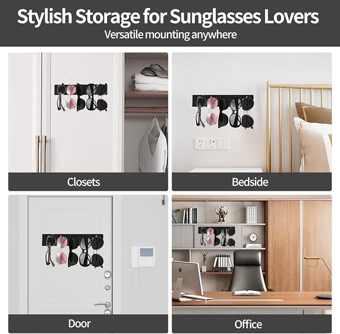 2 Pack Wooden Sunglasses Organizer Wall Mounted - Image 7