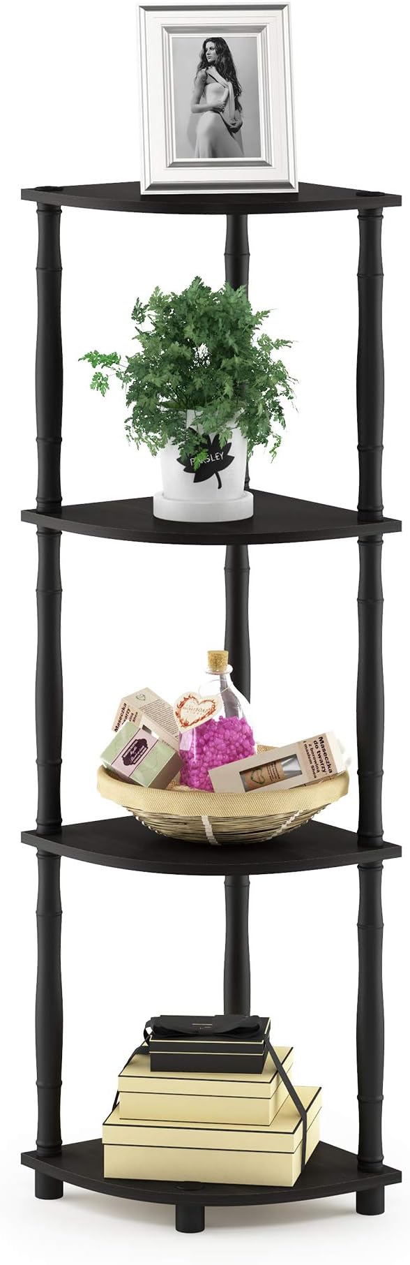Furinno TURN-N-TUBE Toolless 4-Tier Corner Shelf, Display Storage Shelves - Image 4