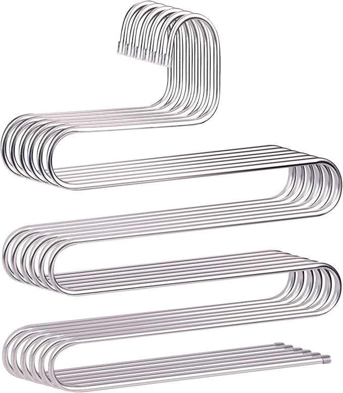 devesanter Pants Hangers Non-Slip S-Shape Trousers Hangers Stainless Steel & by devesanter