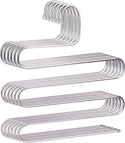 devesanter Pants Hangers Non-Slip S-Shape Trousers Hangers Stainless Steel & by devesanter