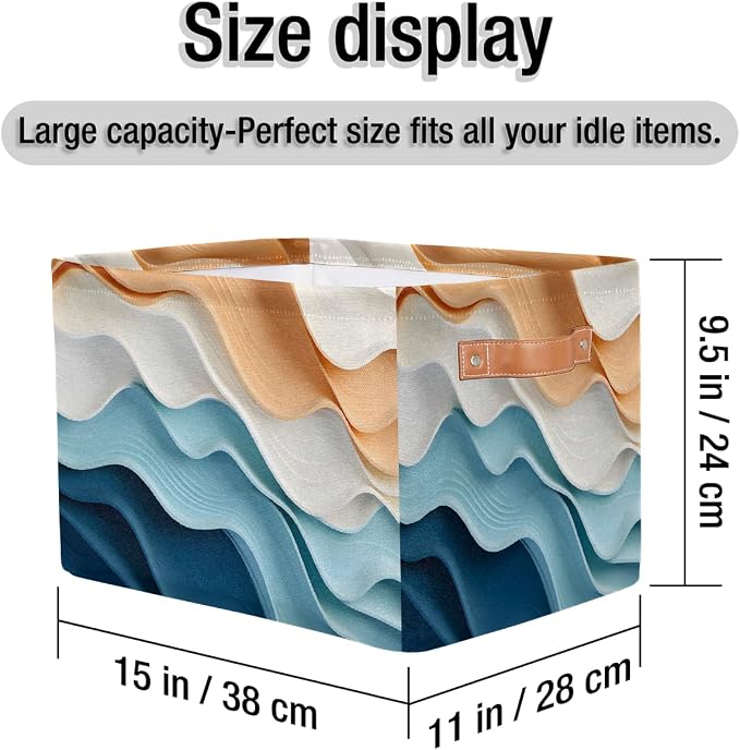 Ripple Storage Basket with Handle, Decorative Storage Bins Closet Bookshelf Dog - Image 6