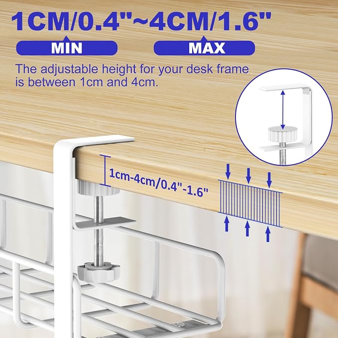 Under Desk Cable Management Tray, 31.5'' No Drill Heavy Duty Steel Cable Tray - Image 5