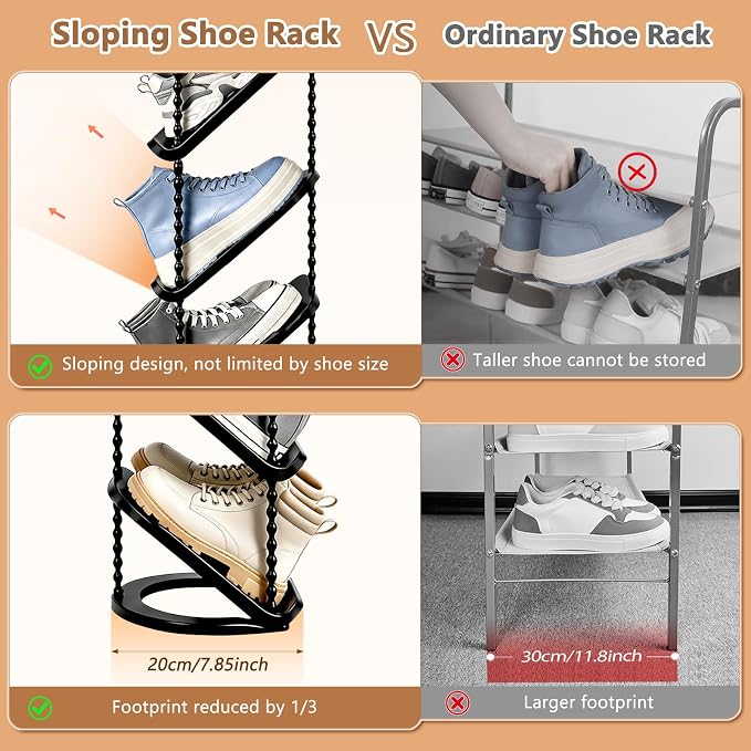 2 Pack Sloping Narrow Shoe Rack 5 Tiers - Image 4