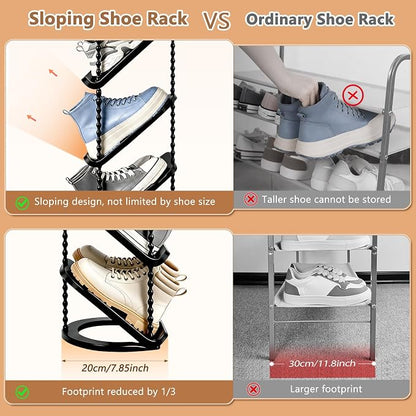 2 Pack Sloping Narrow Shoe Rack 5 Tiers - Image 4