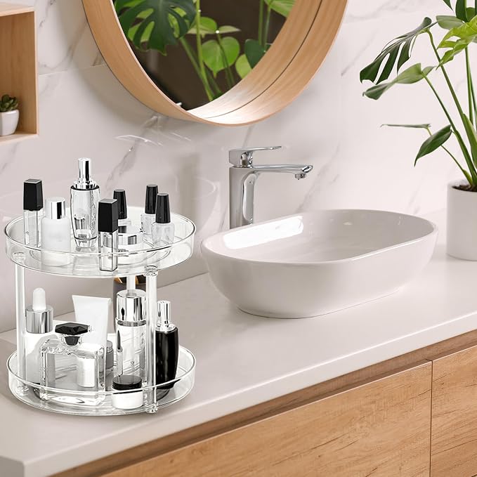 360° Rotating Makeup Organizer, Adjustable Spinning Cosmetic Carousel - Image 6