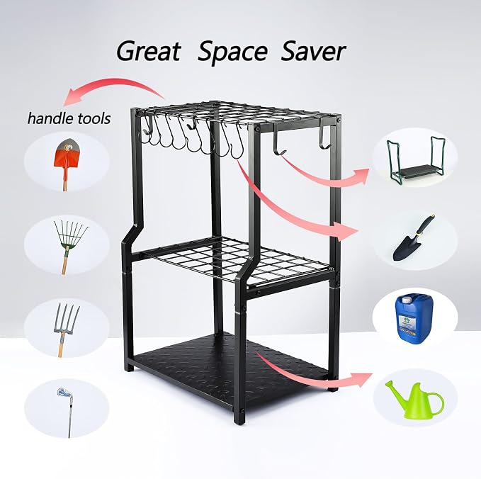 YueTong Garden Tool Organizer Heavy Duty, Yard Tool Tower Rack, Garage Storage - Image 4