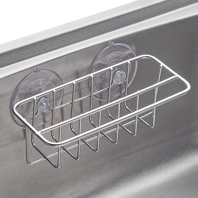 Sink Caddy Sponge Holder for Kitchen Sink Dish Cloth Hanger 2 Suspension Options - Image 2