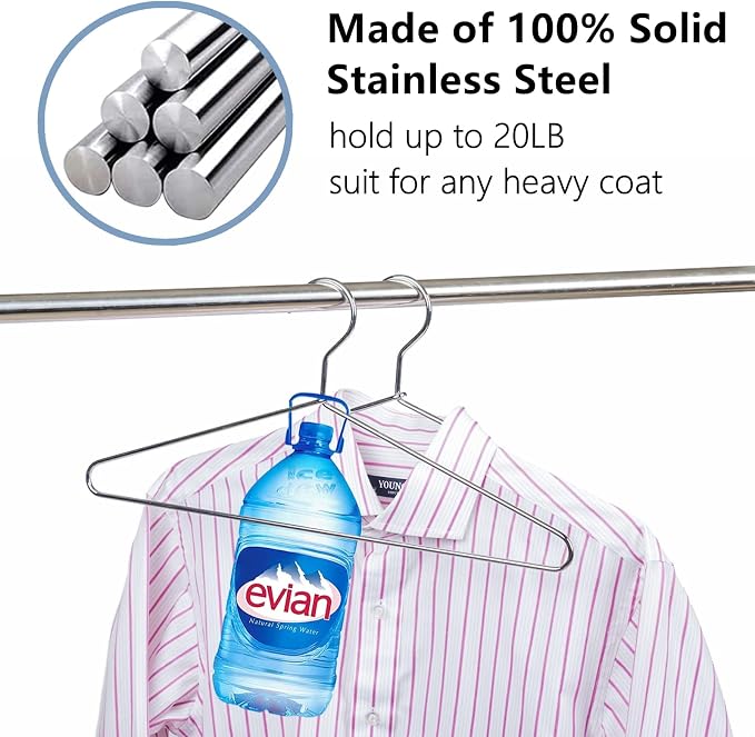 Amber Home 20 Pack Heavy Duty Metal Coat Hangers, Suit & Pants - Image 4