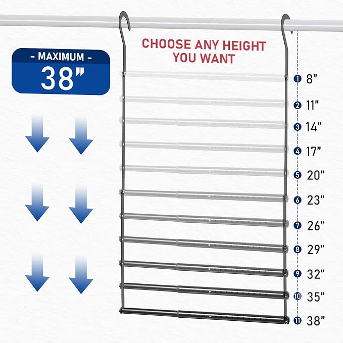 Hanging Closet Rod Extenders, Adjustable Width and Height Closet Extender - Image 3
