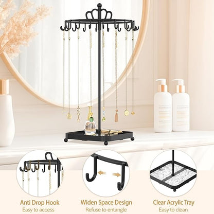 MODOWEY Rotating Metal Necklace Holder Organizer Stand - Image 5